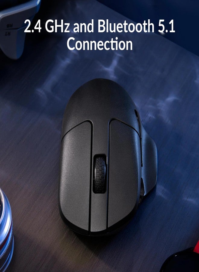 Keychron M7 Wireless Computer Mouse, 26K DPI Optical Computer Mouse, 2.4 GHz/Bluetooth/Wired with Macro Button 63g Lightweight Ergonomic, Up to 70 Hours Worktime for Laptop macOS/Windows - Black - Image 3